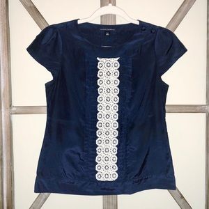 Banana Republic navy eyelet top